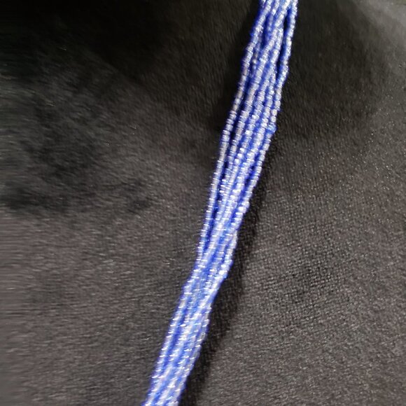 Womens Fashion Chunky Multi Strand Elegant Blue Seed Beaded Big Pendant Necklace - Picture 4 of 6